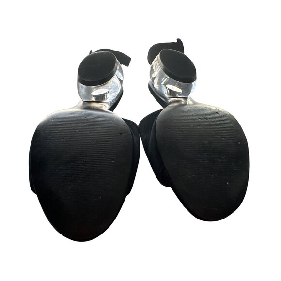 Nine West Bubble Heel Y2K Black Suede Open-Toe Sandals Ankle Strap Peep Toe 9 - Picture 8 of 9